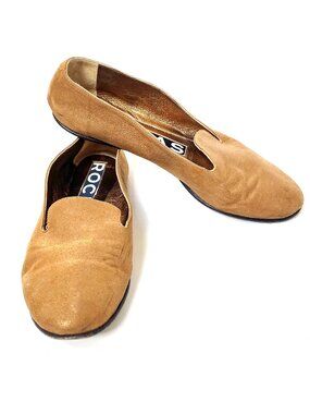 Sz 36.5EU -Rochas Italian Leather Bronze Copper Slipper Flats